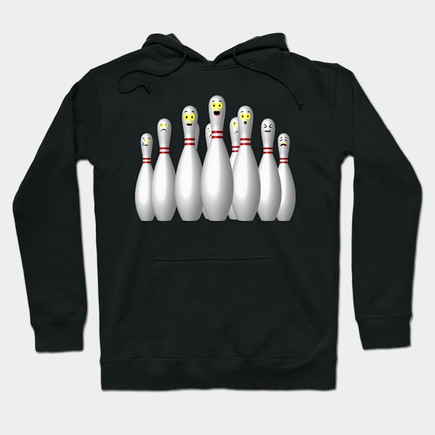 Scared Bowling Pins Hoodie by MartianGeneral